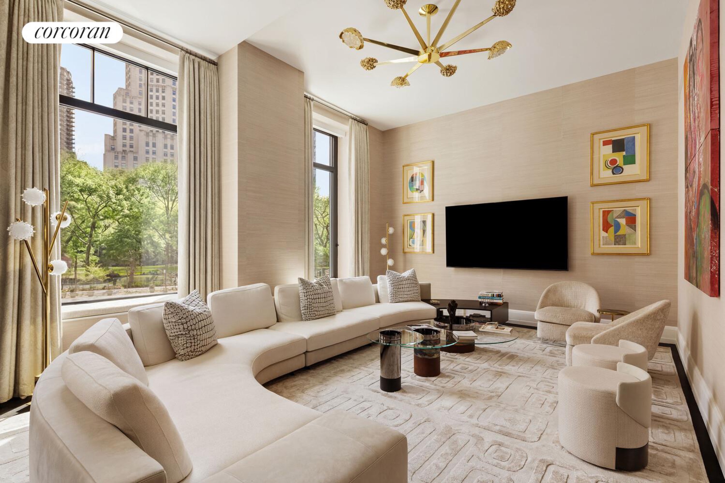 living room at 10 Madison Square West 2F
