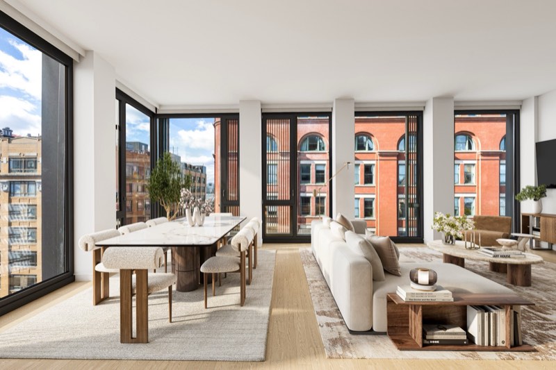 dining and living at 100 Barrow Street 9A