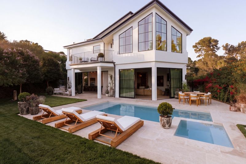 Rear of the house with pool, spa and deck at 1122 La Altura Road, Beverly Hills — photo 2 of 7