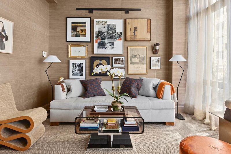 Den gallery wall over the white sofa at 170 East End Avenue 3J, Upper East Side — photo 5 of 9