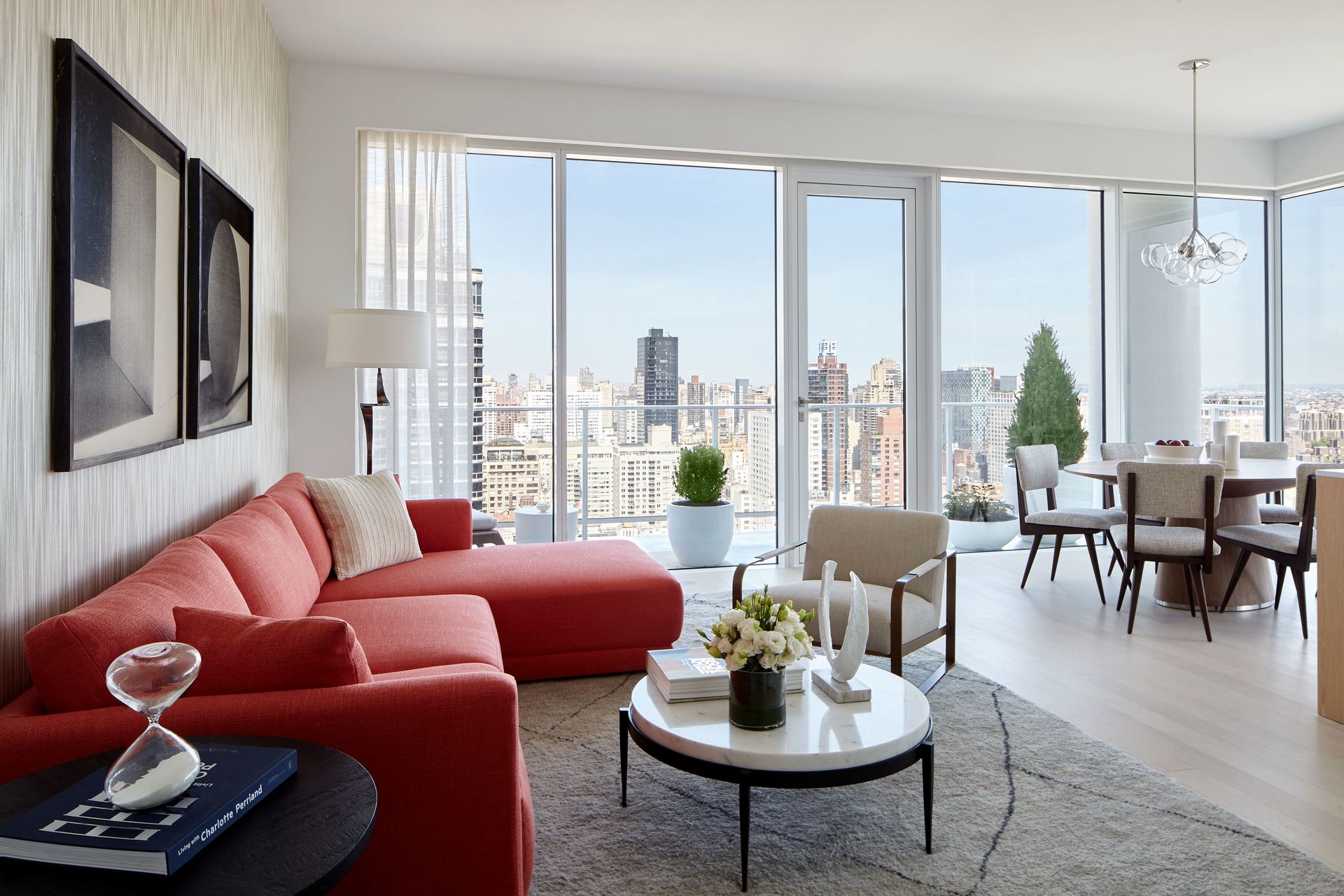 living room and terrace at 200 East 59th Street 31D