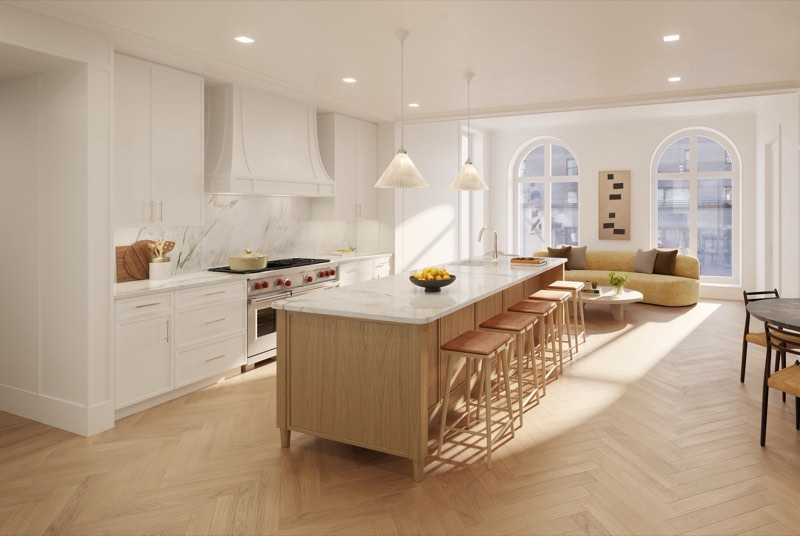 artist rendering of the kitchen at 200 East 75th Penthouse 2