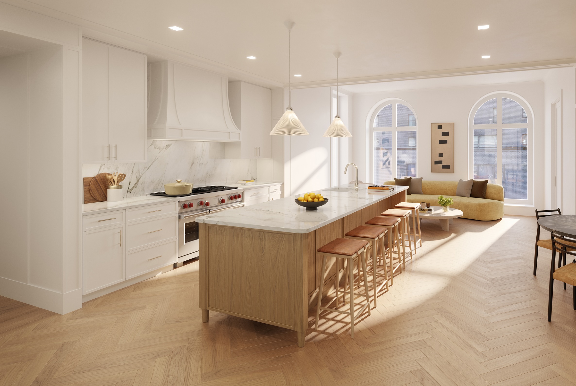artist rendering of the kitchen at 200 East 75th Penthouse 2