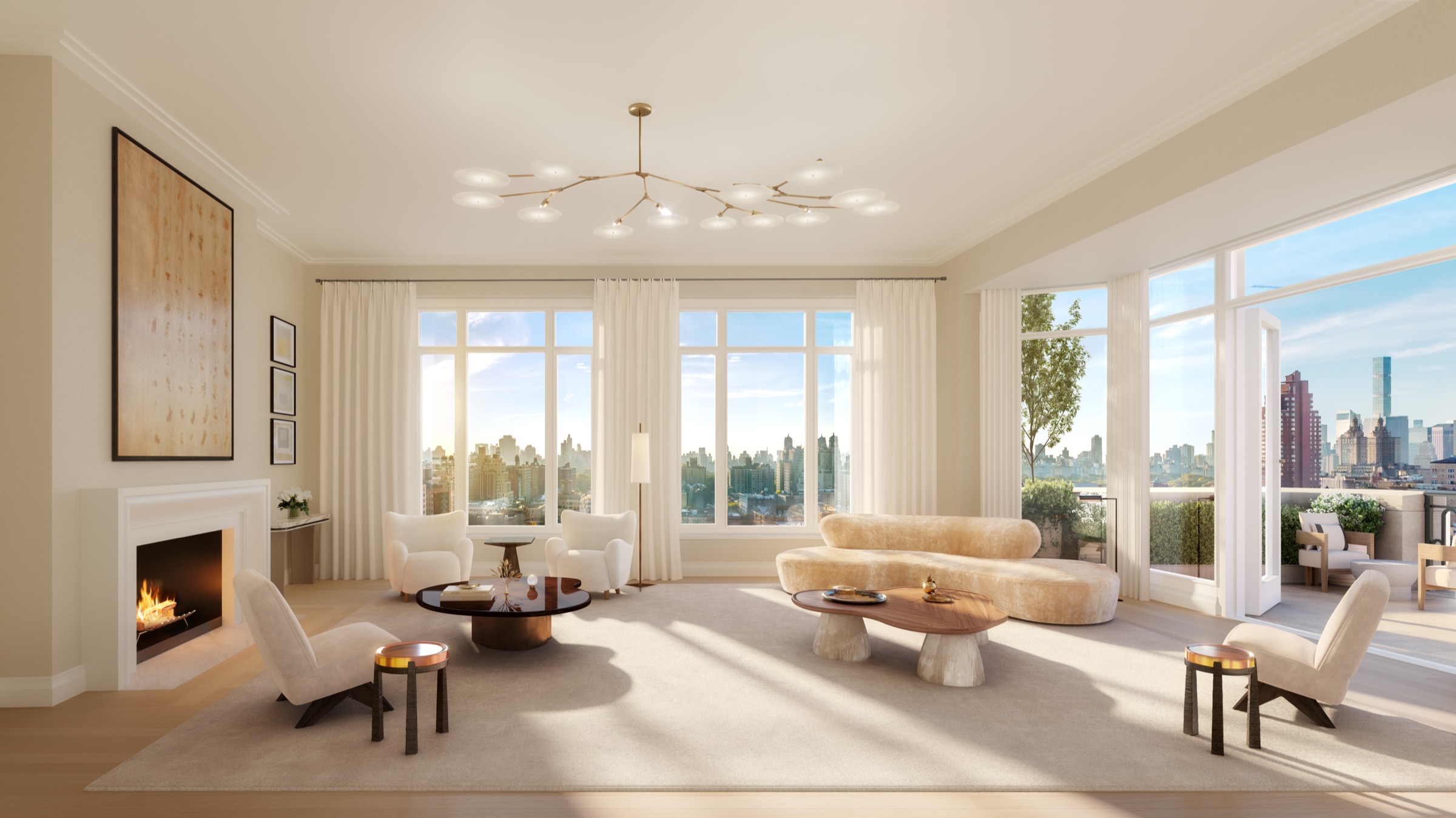 developer CGI of the living room at The Henry Penthouse A