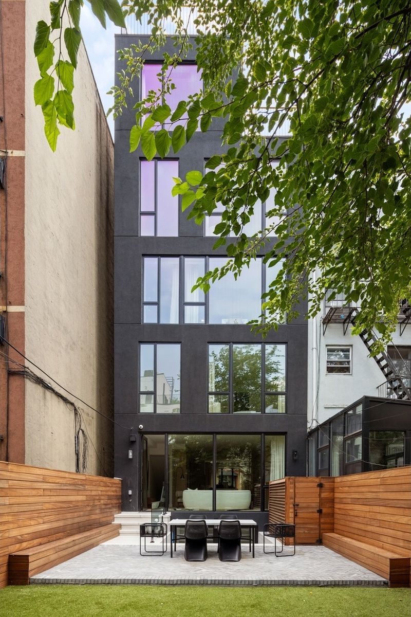 Rear facade and garden from the yard at 235 Sackett Street #1, Carroll Gardens — photo 10 of 12