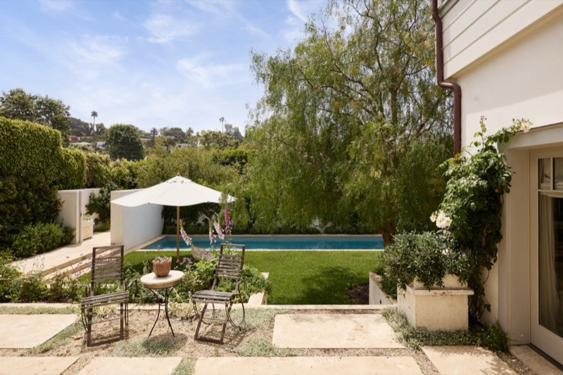 virtually staged terrace to pool and canyon