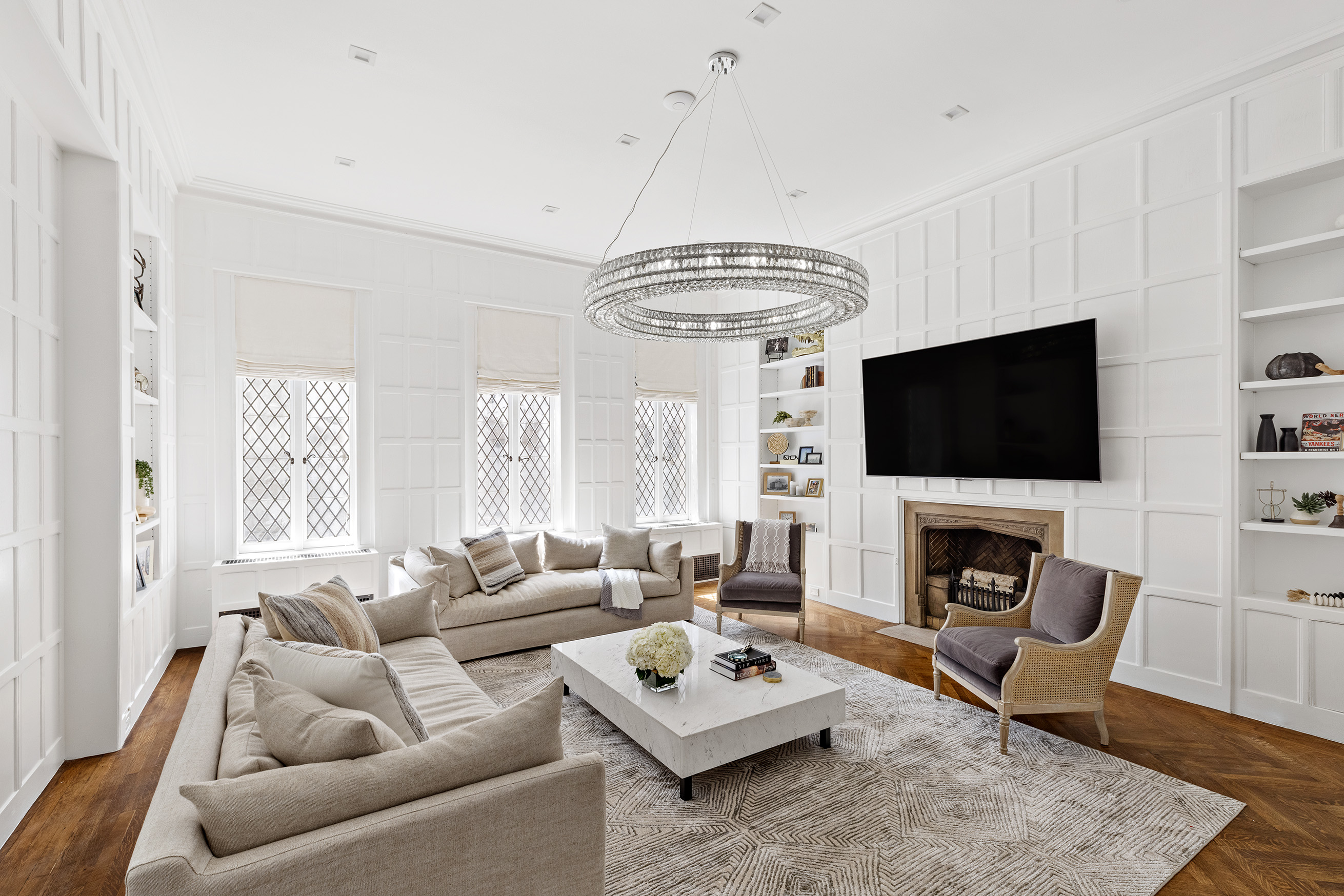 paneled living room at 25 East 94th Street