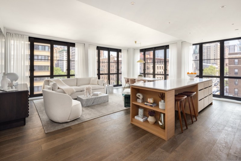 living room at 250 West 96th Street 17C
