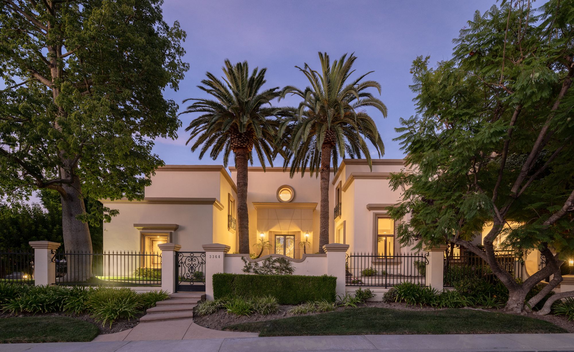 twilight street facade of 3364 Clerendon Road