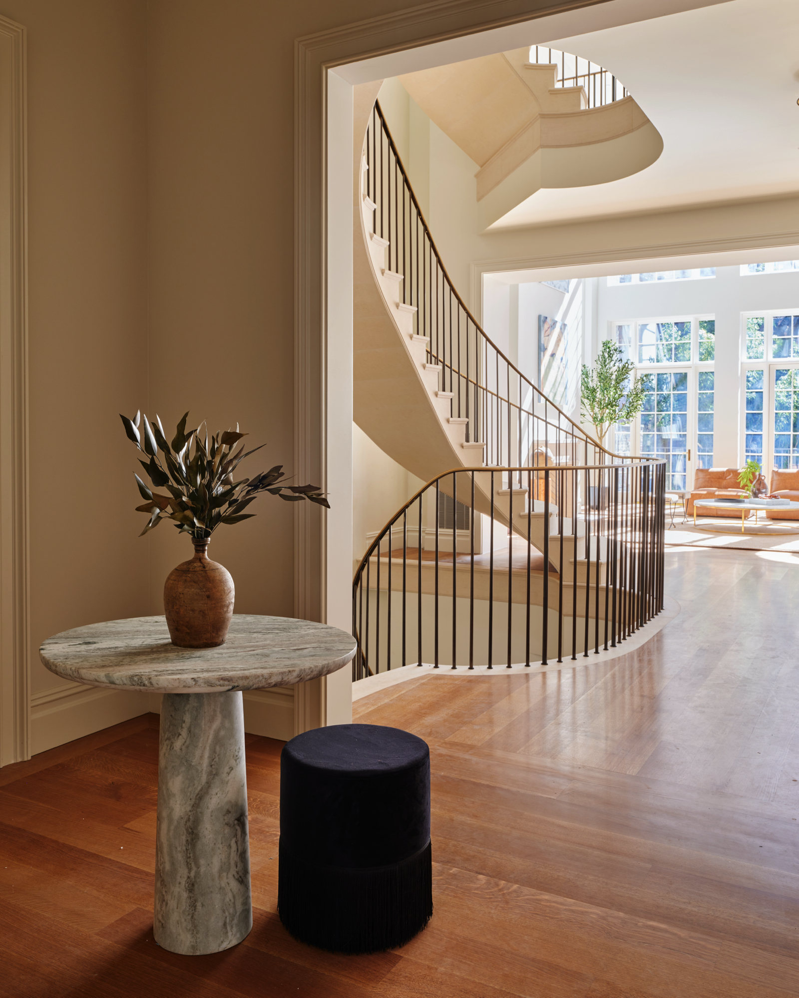 limestone floating staircase at 48–50 West 69th Street