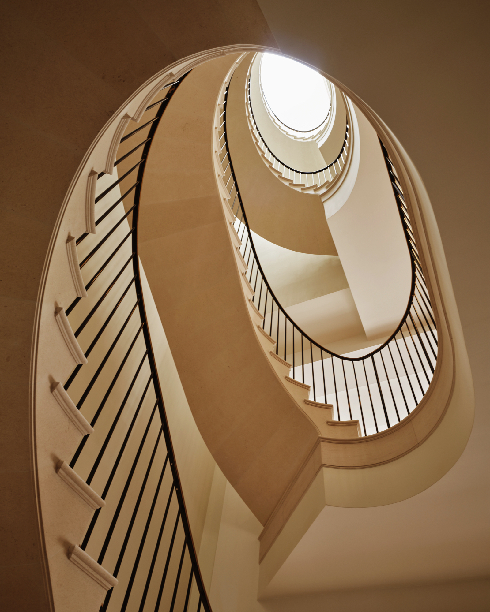 limestone staircase looking up at 48–50 West 69th Street