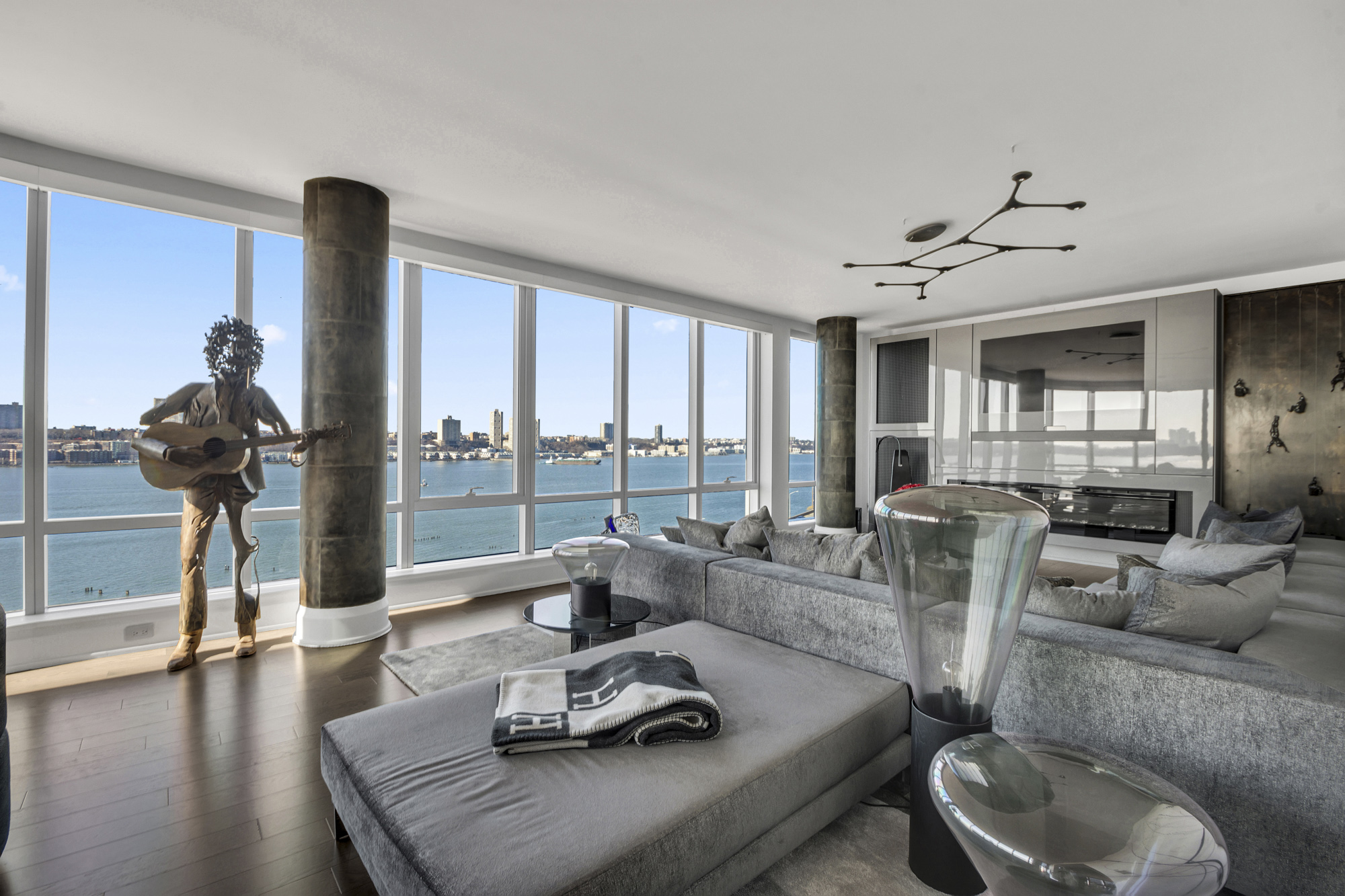 linear fireplace at 50 Riverside Boulevard 10L