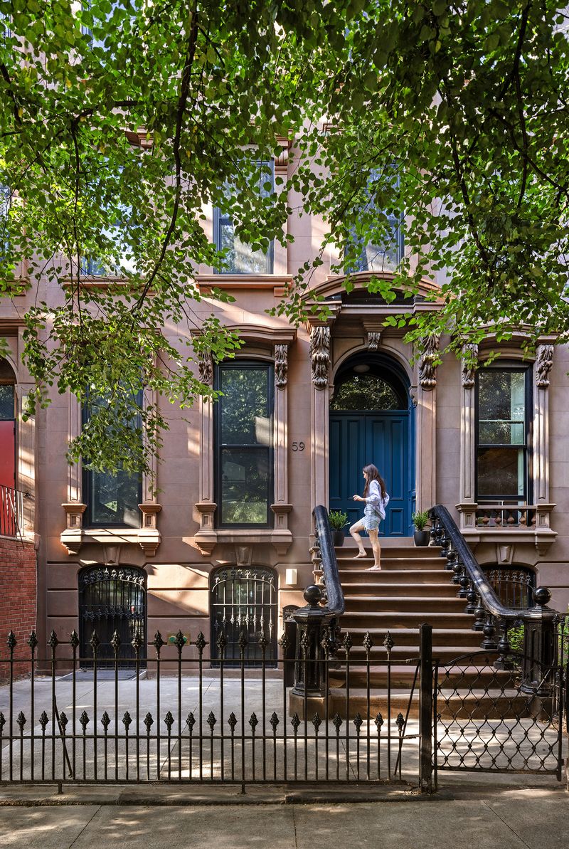 Brownstone facade and stoop on Lefferts Place at 59 Lefferts Place, Clinton Hill — photo 3 of 10