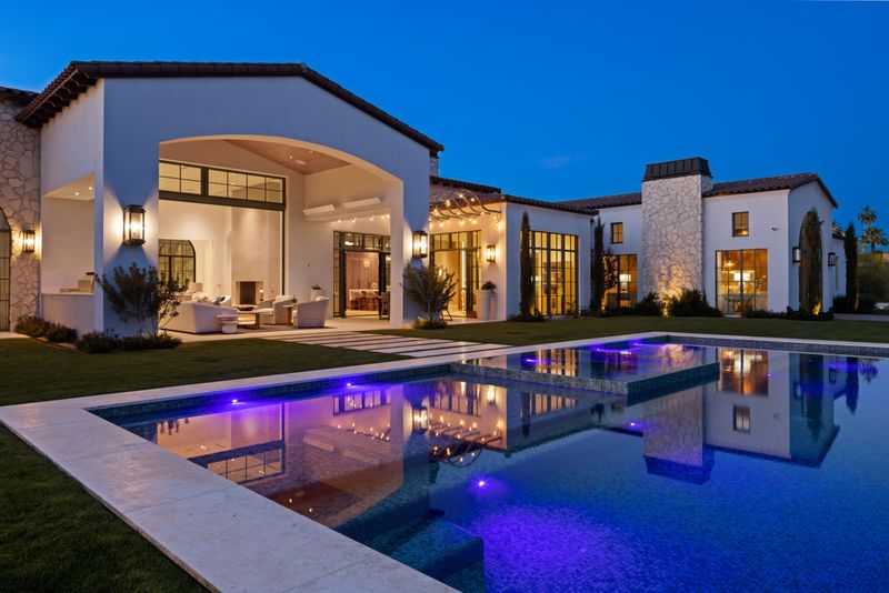 Pool loggia dusk at 6541 N 48th St, Paradise Valley — photo 7 of 10