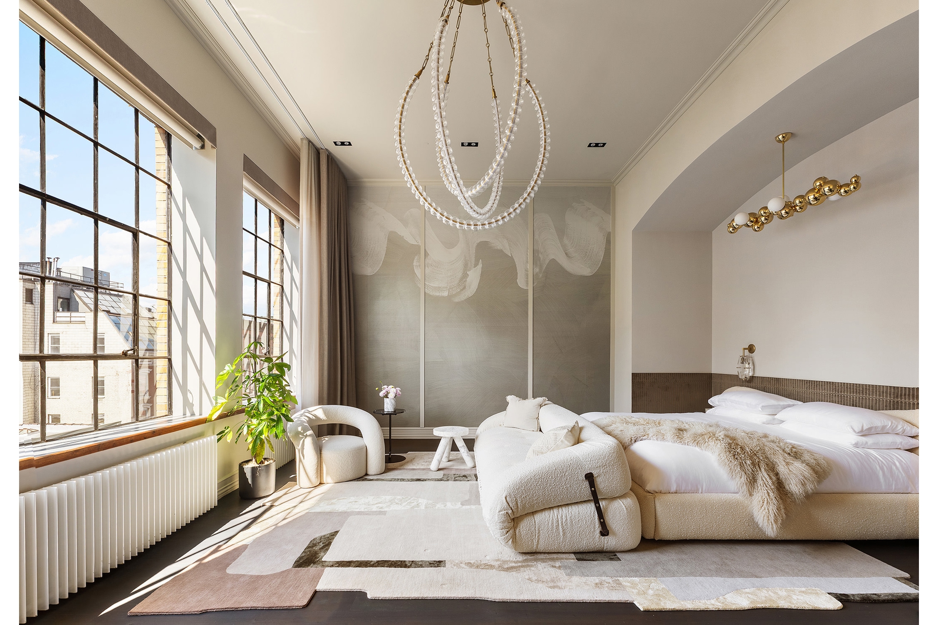 primary bedroom at 73 Wooster Street Penthouse A