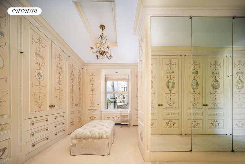 Primary dressing room with hand-painted cabinetry at 740 Park Avenue 6/7D, Lenox Hill — photo 8 of 12