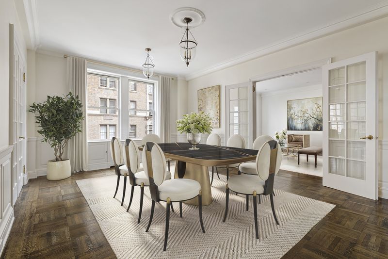 Dining room through French doors at 876 Park Avenue 9N, Upper East Side — photo 12 of 12