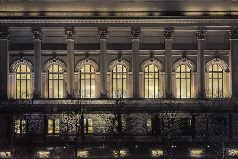 Met facade at night through the windows at 993 Fifth Avenue, Residence 4, Upper East Side — photo 10 of 12